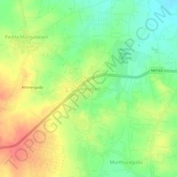 Moinabad topographic map, elevation, terrain