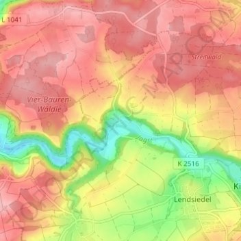 Diembot topographic map, elevation, terrain
