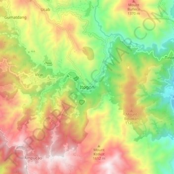 Itogon topographic map, elevation, terrain