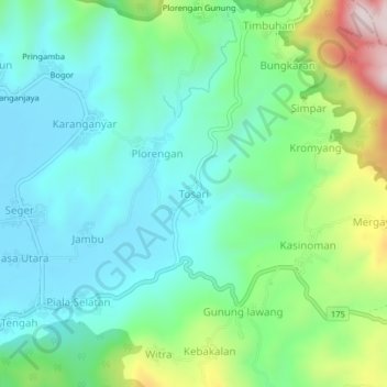 Tosari topographic map, elevation, terrain
