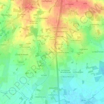 Malescot topographic map, elevation, terrain