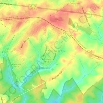 Camp Croft topographic map, elevation, terrain