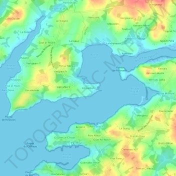 Kersanton topographic map, elevation, terrain