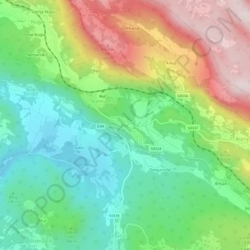 Roč topographic map, elevation, terrain