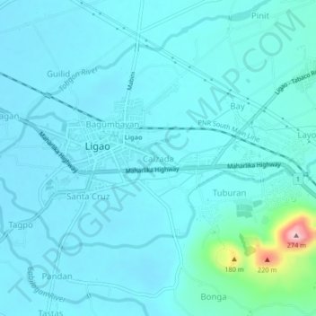 Calzada topographic map, elevation, terrain