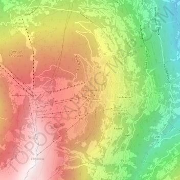 Les Collons topographic map, elevation, terrain