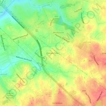 Oakdale Forest topographic map, elevation, terrain