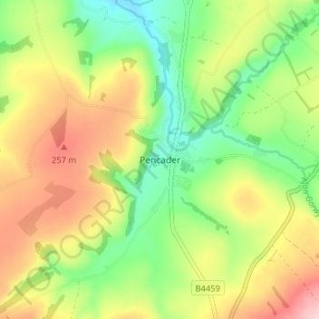 Pencader topographic map, elevation, terrain