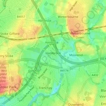 Hambrook topographic map, elevation, terrain
