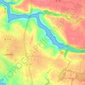 Mesguen topographic map, elevation, terrain