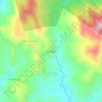 Wangal topographic map, elevation, terrain