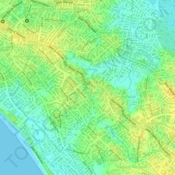 Gading Cempaka topographic map, elevation, terrain