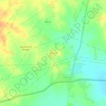 Merta topographic map, elevation, terrain