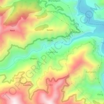 Lawarkha topographic map, elevation, terrain