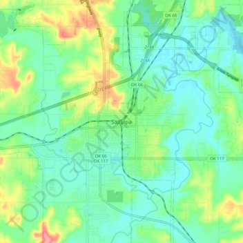 Sapulpa topographic map, elevation, terrain