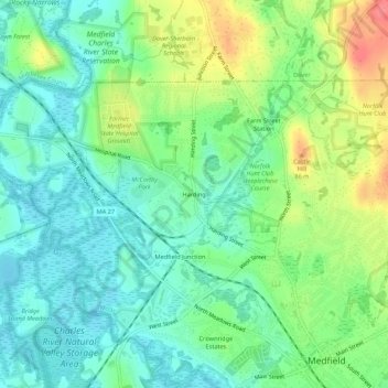 Harding topographic map, elevation, terrain