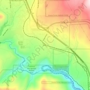 Azalea topographic map, elevation, terrain