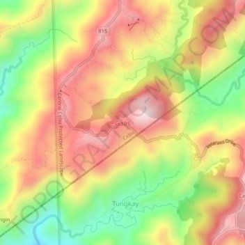 Gaas topographic map, elevation, terrain