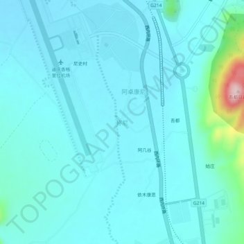 称尼 topographic map, elevation, terrain