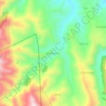 Munyaka topographic map, elevation, terrain