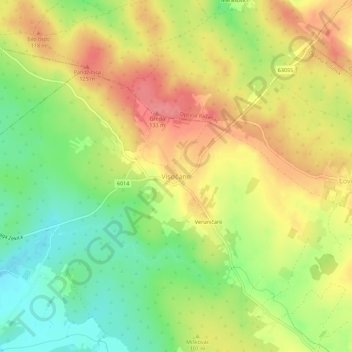 Visočane topographic map, elevation, terrain