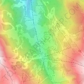 Meribel-les-Allues topographic map, elevation, terrain