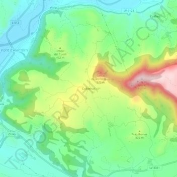 Colldelrat topographic map, elevation, terrain