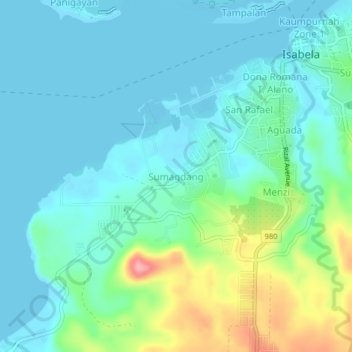 Sumagdang topographic map, elevation, terrain