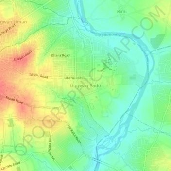 Ungwan Bado topographic map, elevation, terrain