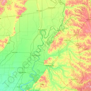 Lake topographic map, elevation, terrain
