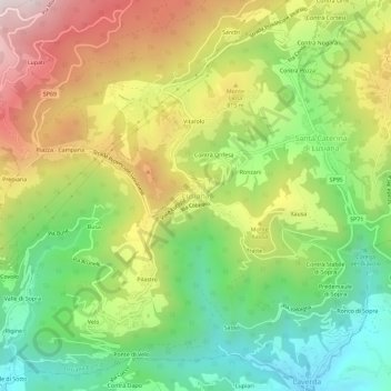 Lusiana topographic map, elevation, terrain