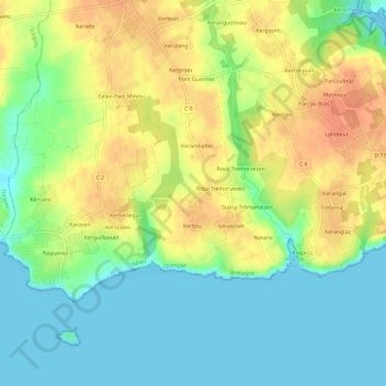 Trémorvézen topographic map, elevation, terrain