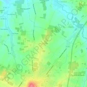 Chez Landreau topographic map, elevation, terrain