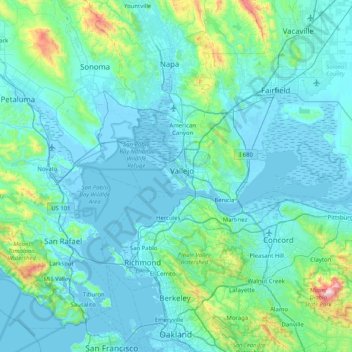 Mare Island topographic map, elevation, terrain