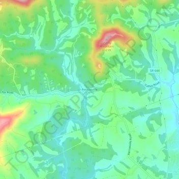 Perrowville topographic map, elevation, terrain