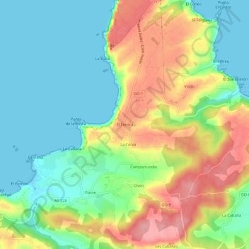 El Ferrero topographic map, elevation, terrain