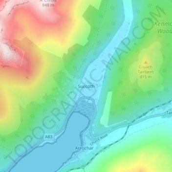 Succoth topographic map, elevation, terrain