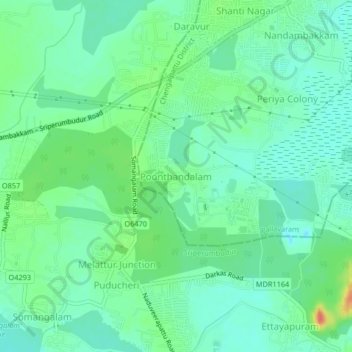 Poonthandalam topographic map, elevation, terrain
