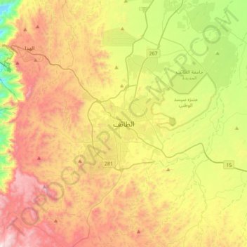 At Ta'if topographic map, elevation, terrain
