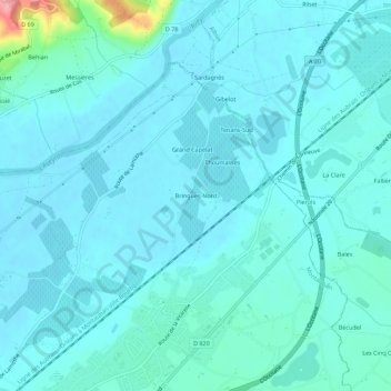 Bringues-Nord topographic map, elevation, terrain