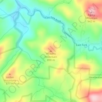 Pickens Mountain topographic map, elevation, terrain
