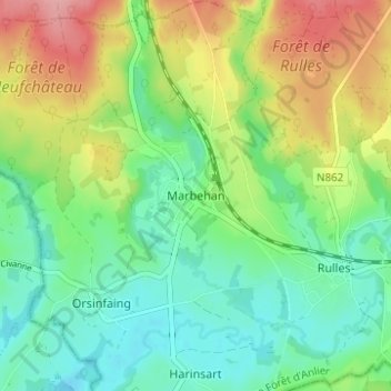 Marbehan topographic map, elevation, terrain