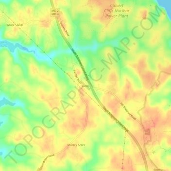 Lusby topographic map, elevation, terrain