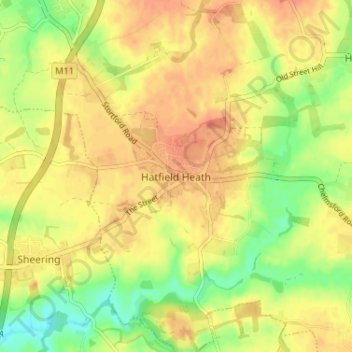 Hatfield Heath topographic map, elevation, terrain
