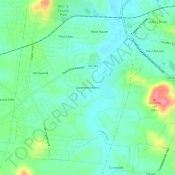 Graymere Manor topographic map, elevation, terrain