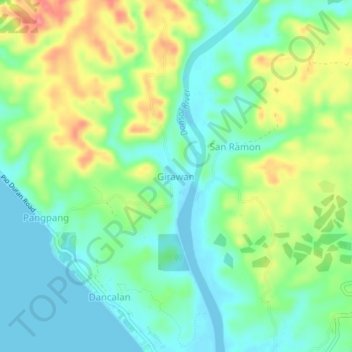 Girawan topographic map, elevation, terrain