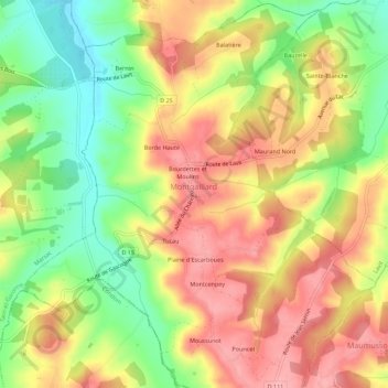 Le Village topographic map, elevation, terrain