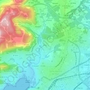 Pazos topographic map, elevation, terrain