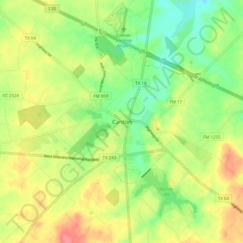 Canton topographic map, elevation, terrain