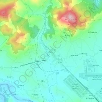 Posada de Llanera topographic map, elevation, terrain